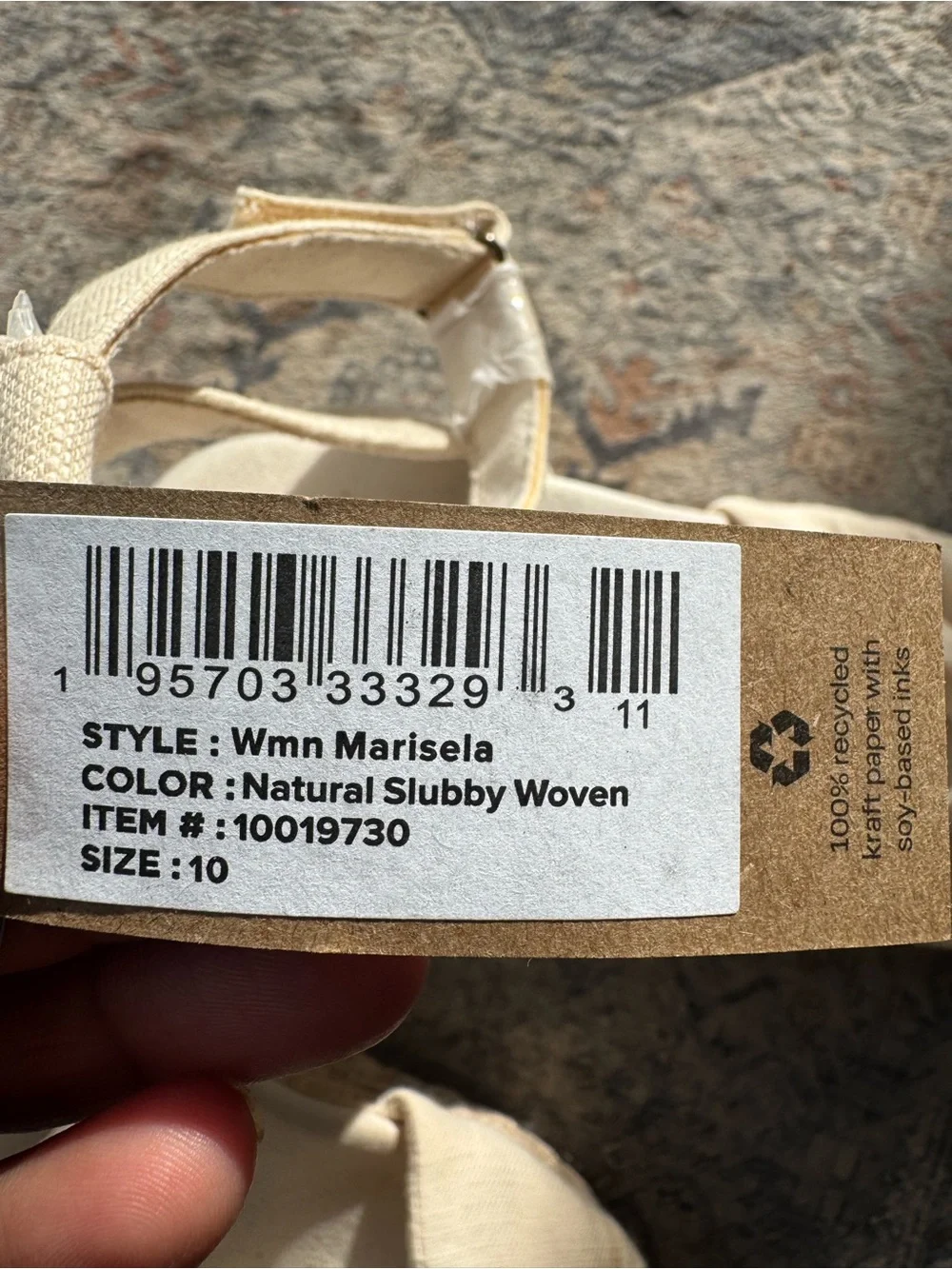 TOMS Marisela Natural Slubby Woven Espadrille Wedge Sandals 10